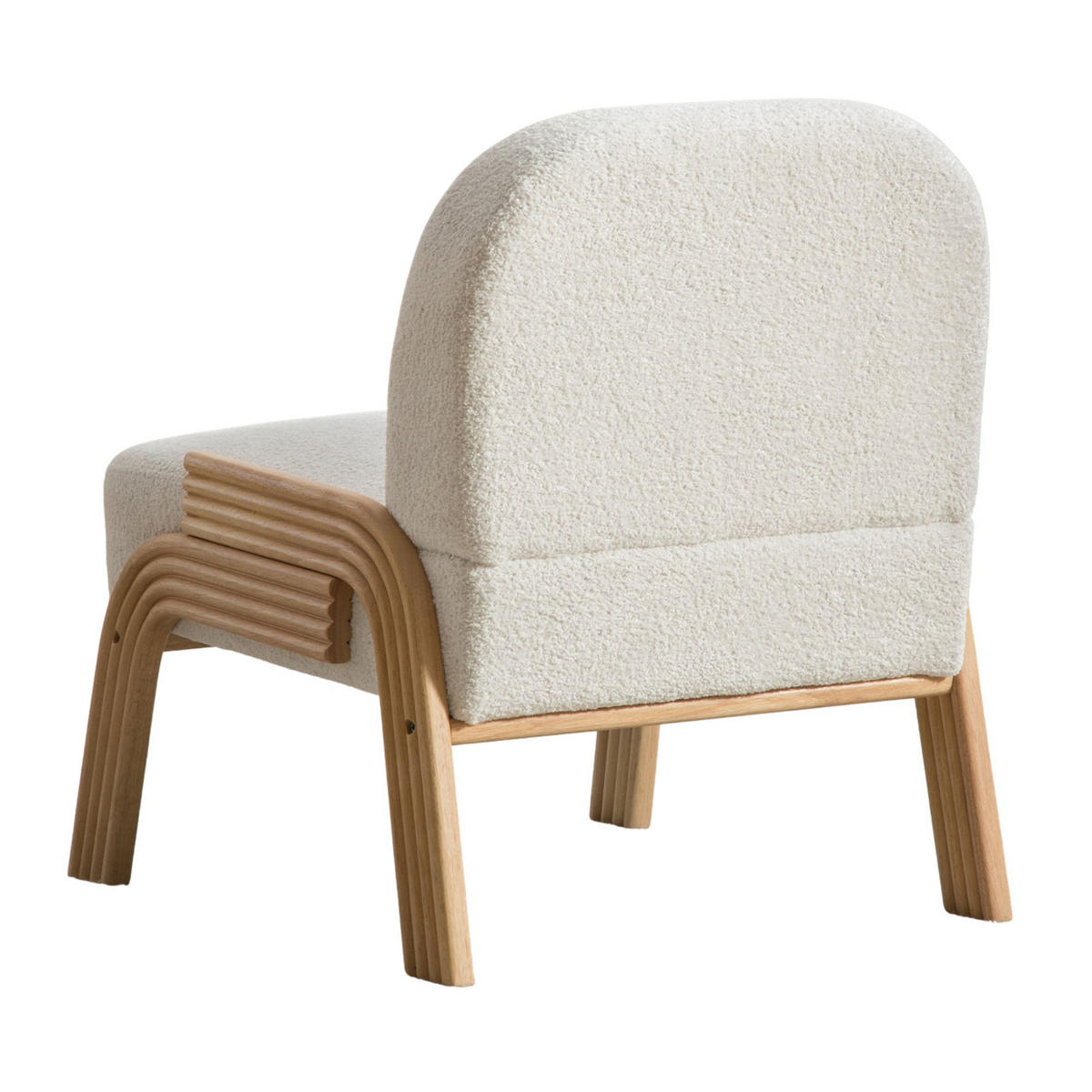 FÅTÖLJ i Chenille och Massivt Trä, skandinavisk design och utan armstöd - Cremefärgad, Textil (72/78/61cm) - Urban Meuble