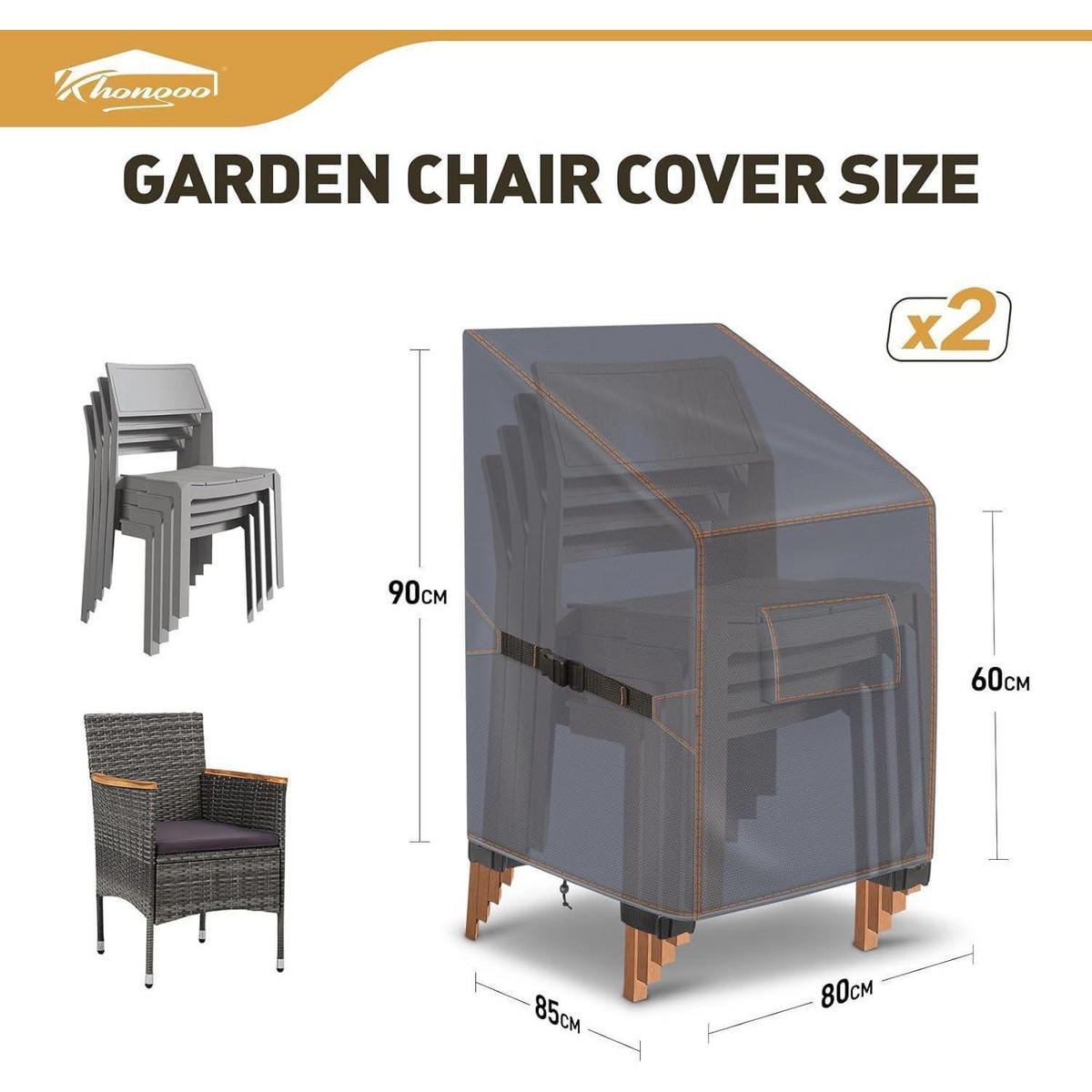GARTENSTUHL Abdeckung 2-teiliges Set Grau 80 x 85 x 90 cm - Grau, Textil (80/90/85cm)