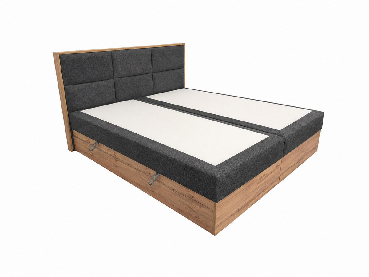 BOXSPRINGBETT Loly 140x200 cm H4 Taschenfederkern Anthrazit - Anthrazit, Textil (140/200cm) - KS Home Concept