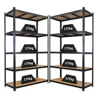 SCHWERLASTREGAL Giant Ragnar 2er-Set 200x120x50cm 5 MDF-Platten-Ebenen Fachlast 175kg Schwarz - Schwarz, Metall (120/200/50cm) - PROREGAL