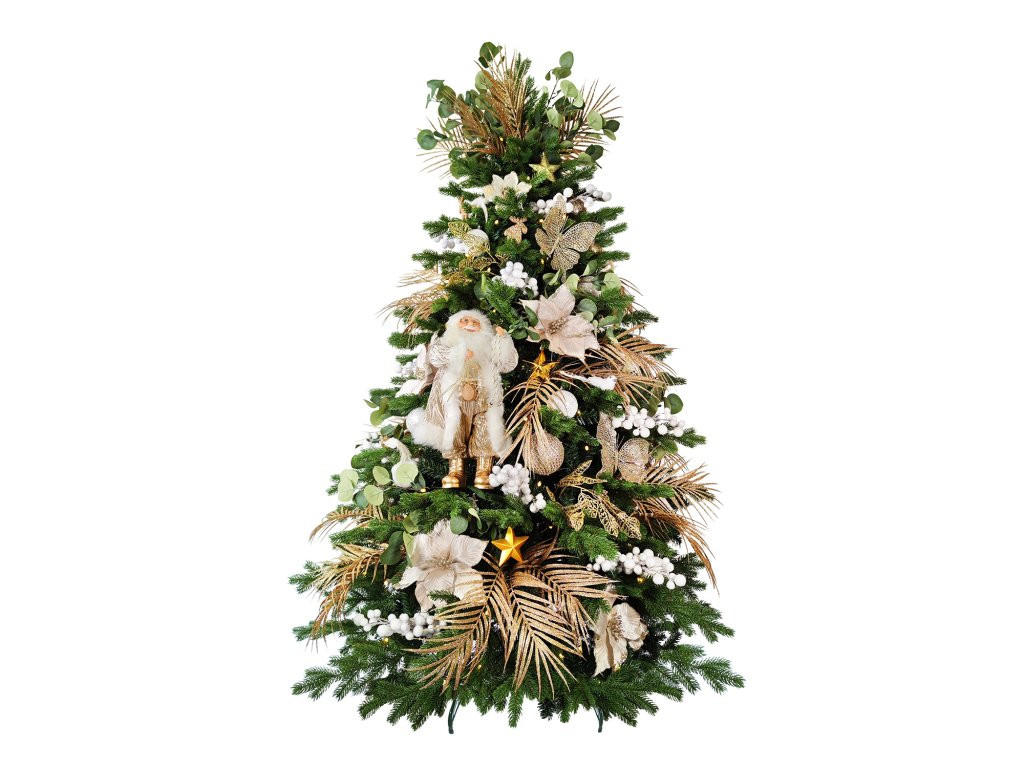 WEIHNACHTSBAUM künstlicher 270 cm, CHAMPAGNEGLANZ, mit 169-teiligem Weihnachtsbaumschmuck, inkl. Metallständer und Aufbewahrungsbox - Champagner/Goldfarben, Kunststoff/Metall (157/270cm) - LAALU