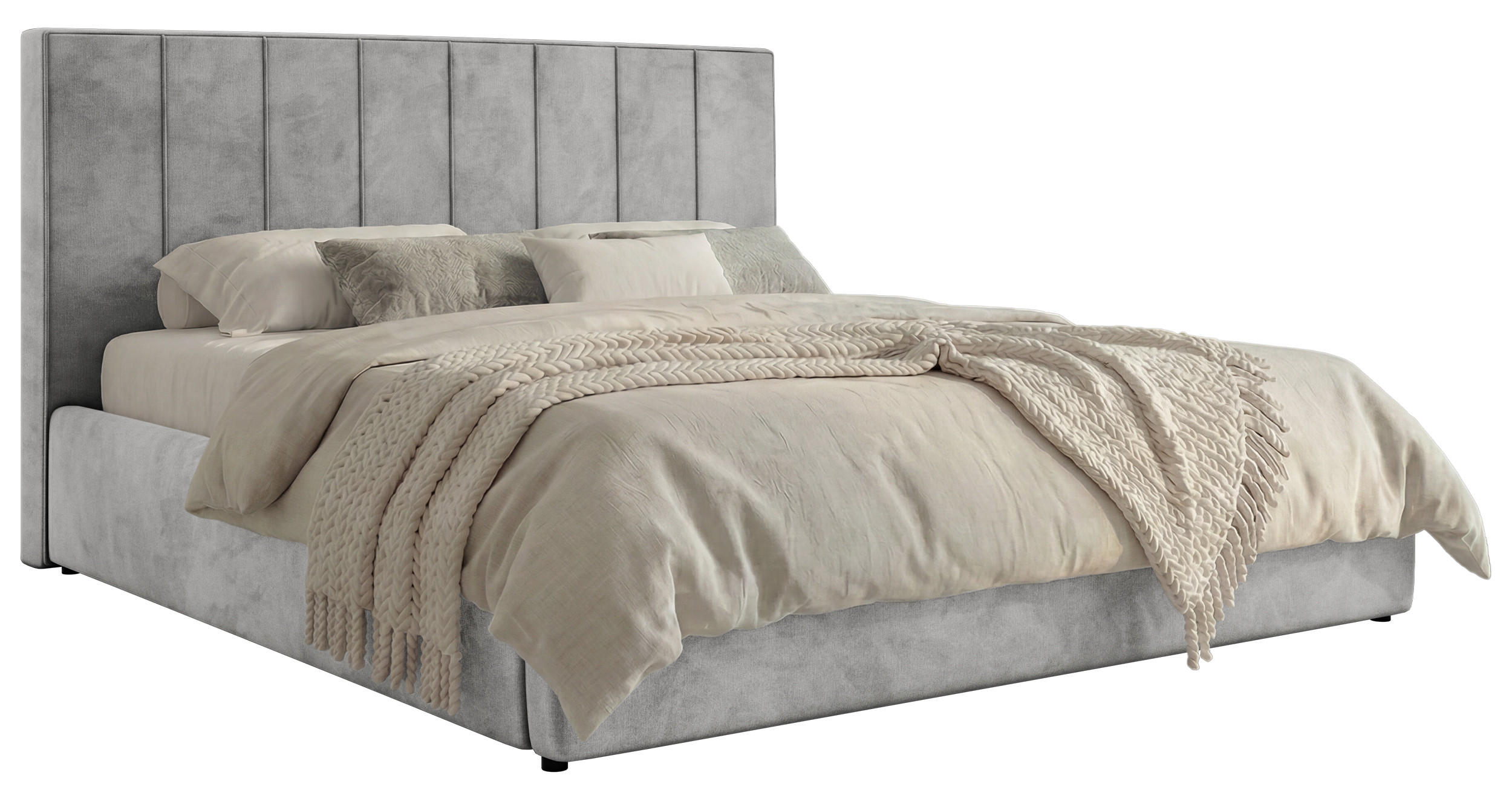 ČALOUNĚNÁ POSTEL TENARDO CLASSIC 200/200 - Světle šedá Samet - bez matrace - černá/světle šedá, textil/plast (200/200cm) - MKS