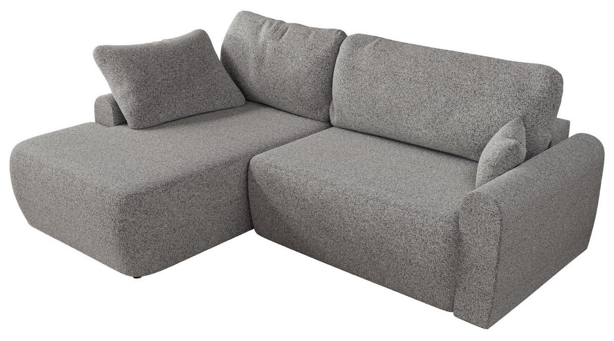 ECKSCHLAFSOFA CUBO L Hellgrau Struktur - links - Hellgrau/Schwarz, Kunststoff/Textil (273/187cm) - MKS
