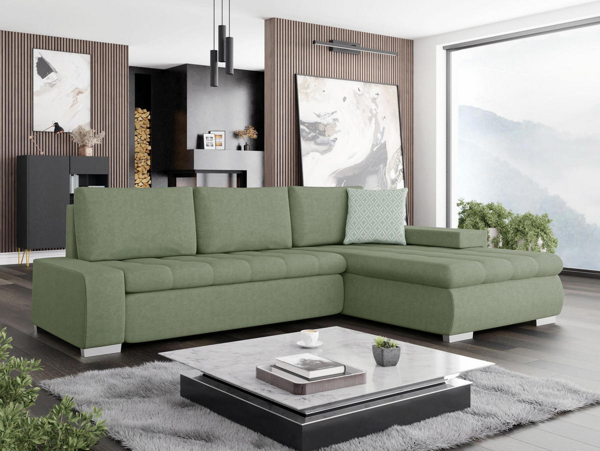 ECKSOFA Orkan Mini - Mintgrün, Holz/Textil (265/185cm) - MIRJAN24