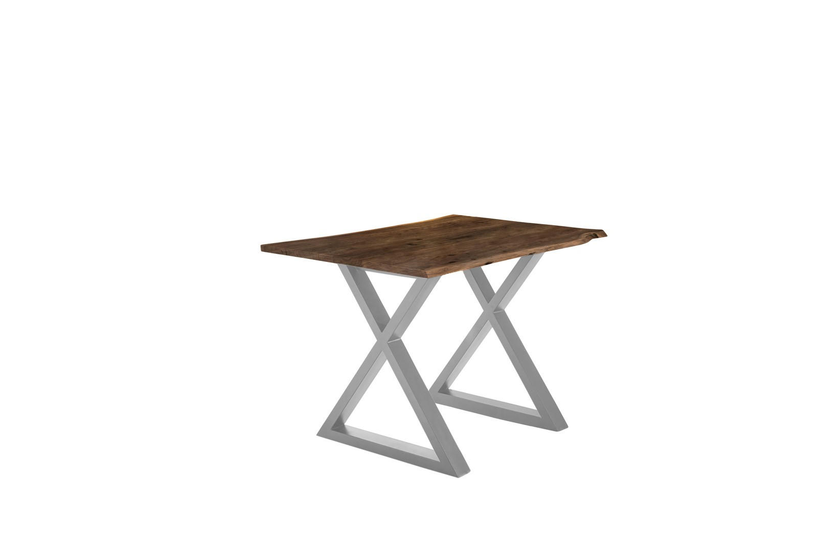 ESSTISCH LUBIN - Silberfarben/Braun, Holz/Metall (80/120/77cm) - SAM