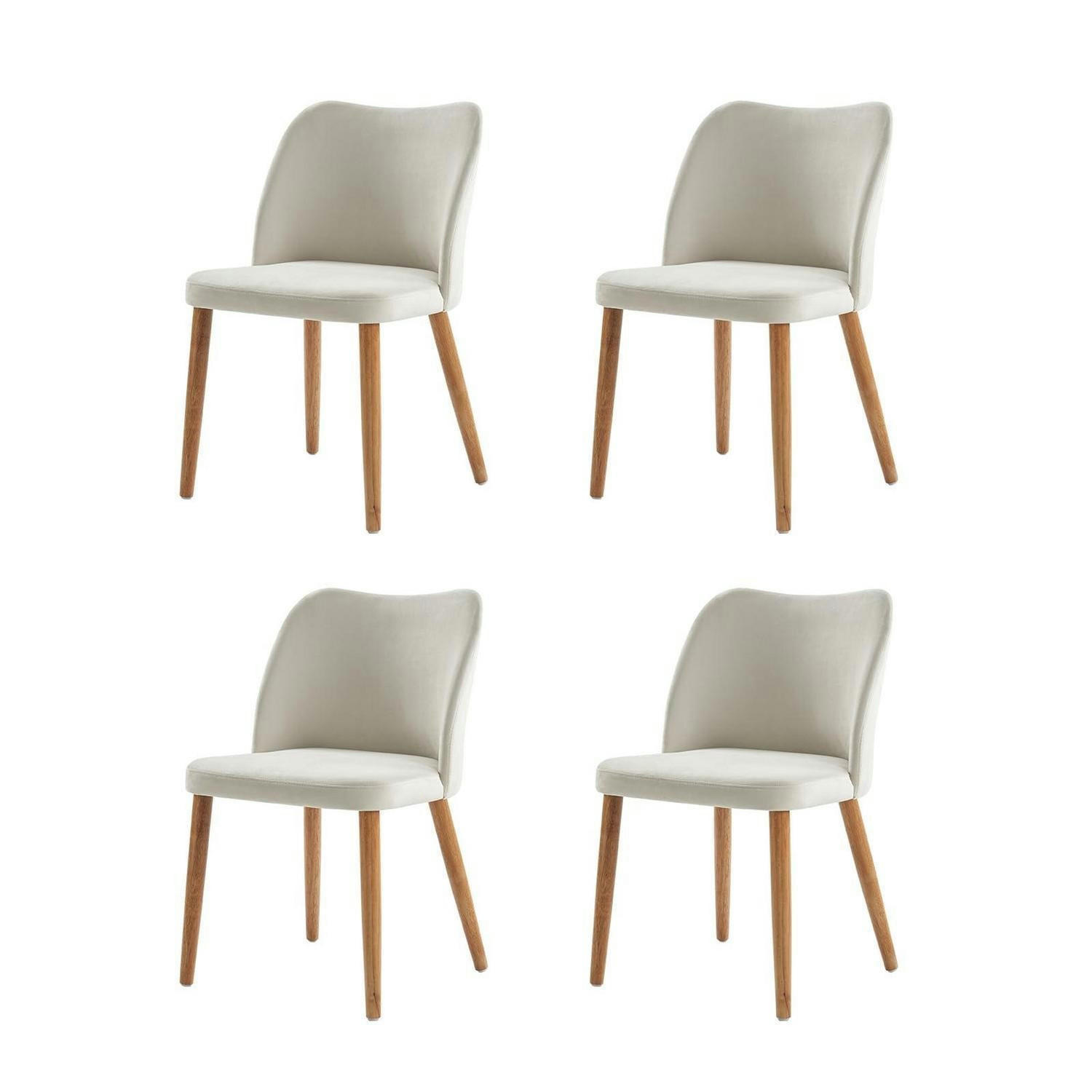 ESSZIMMERSTUHL 4er Set Weiß mit Holzbeinen - Weiß, Textil (47/77/51cm)