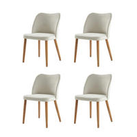 ESSZIMMERSTUHL 4er Set Weiß mit Holzbeinen - Weiß, Textil (47/77/51cm)