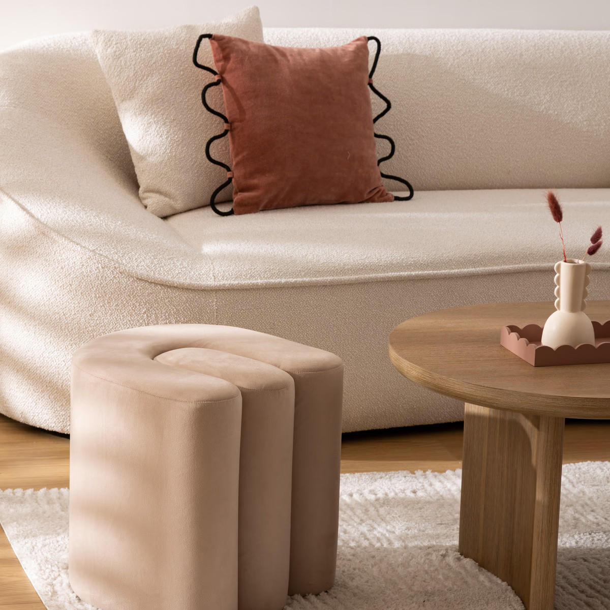 POUF Bolan 39,5/39,5/40,5 cm - Beige, Holzwerkstoff (39.5/40.5/39.5cm) - Atmosphera Createur d´interieur