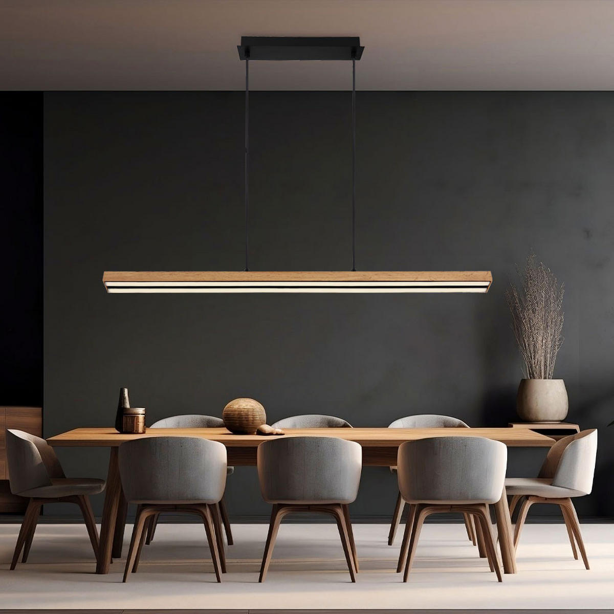 LED HÄNGELEUCHTE Doro Holzoptik Braun - Braun, Metall (101/7.5/120cm) - Globo Lighting