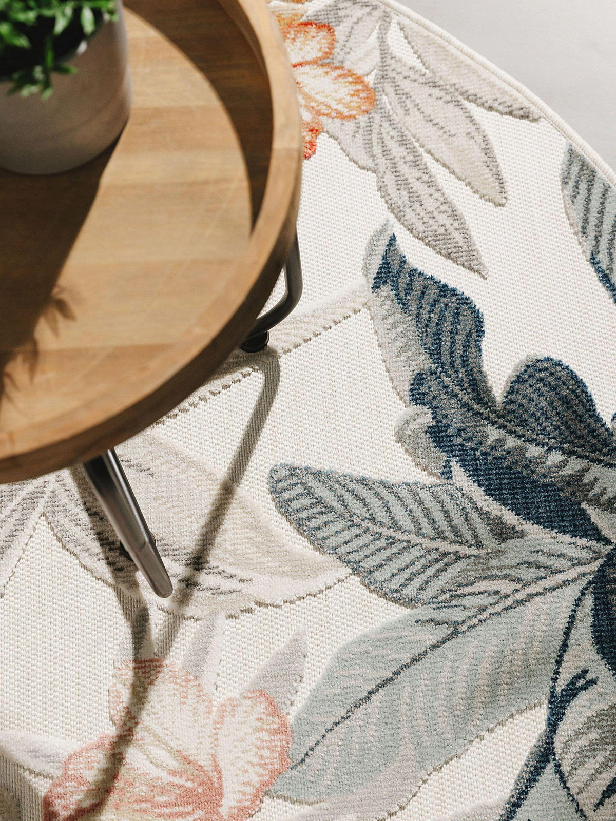 OUTDOORTEPPICH Flora Multicolor ø 320 cm rund - Creme, Kunststoff (320/320cm) - benuta