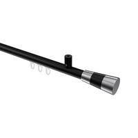 INNENLAUF-GARDINENSTANGEN-SET Sonius Tanara 160 cm, 1-läufig, 20 mm Ø Schwarz - Chromfarben/Schwarz, Metall (160cm) - INTERDECO