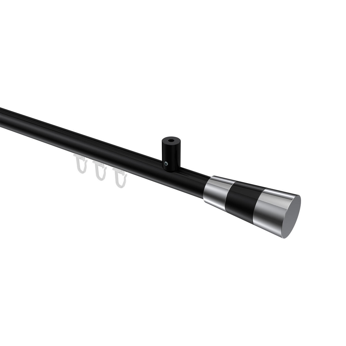 INNENLAUF-GARDINENSTANGEN-SET Sonius Tanara 160 cm, 1-läufig, 20 mm Ø Schwarz - Chromfarben/Schwarz, Metall (160cm) - INTERDECO