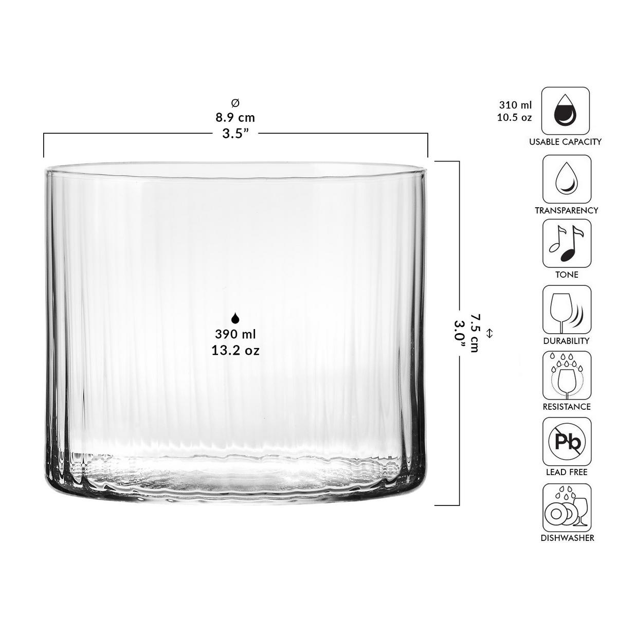 TRINKGLÄSER XNO TUMBLER OPTIC, 6ER-SET, 390 ML - Transparent, Glas (0.39L) - Krosno Glass