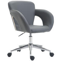 DREHSTUHL Lederlook grau - Chromfarben/Grau, Textil/Metall (62/81/56cm) - CLP