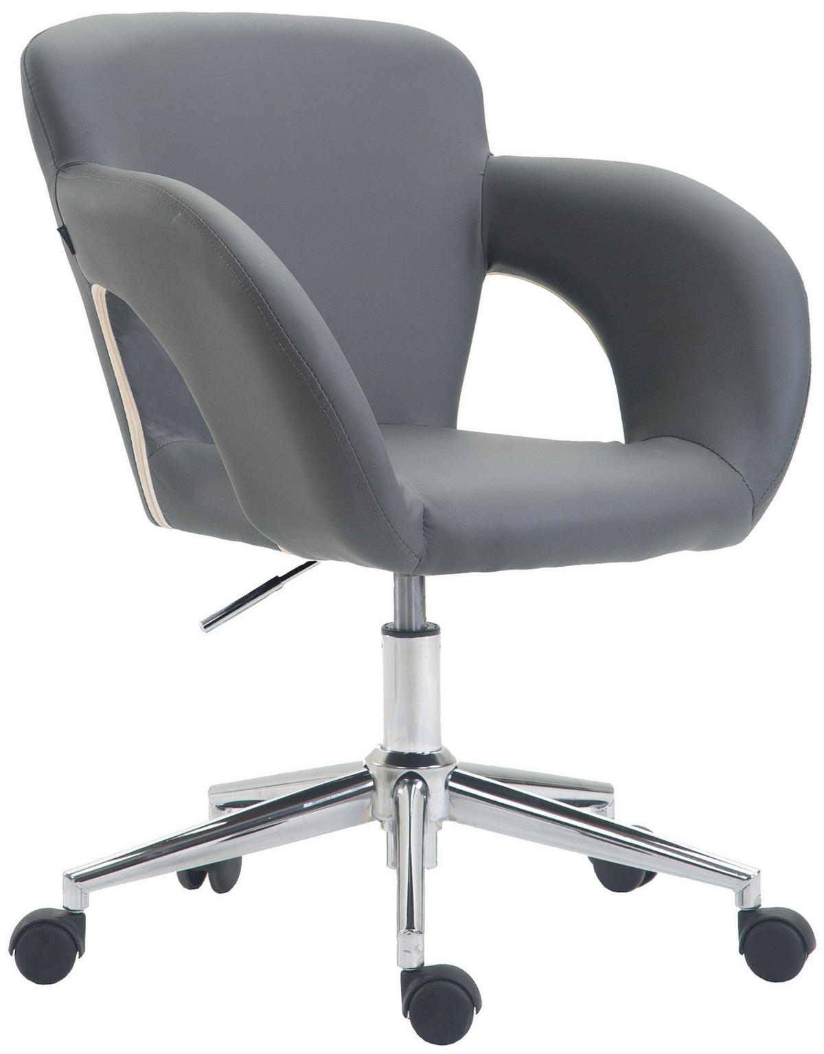 DREHSTUHL Lederlook grau - Chromfarben/Grau, Textil/Metall (62/81/56cm) - CLP