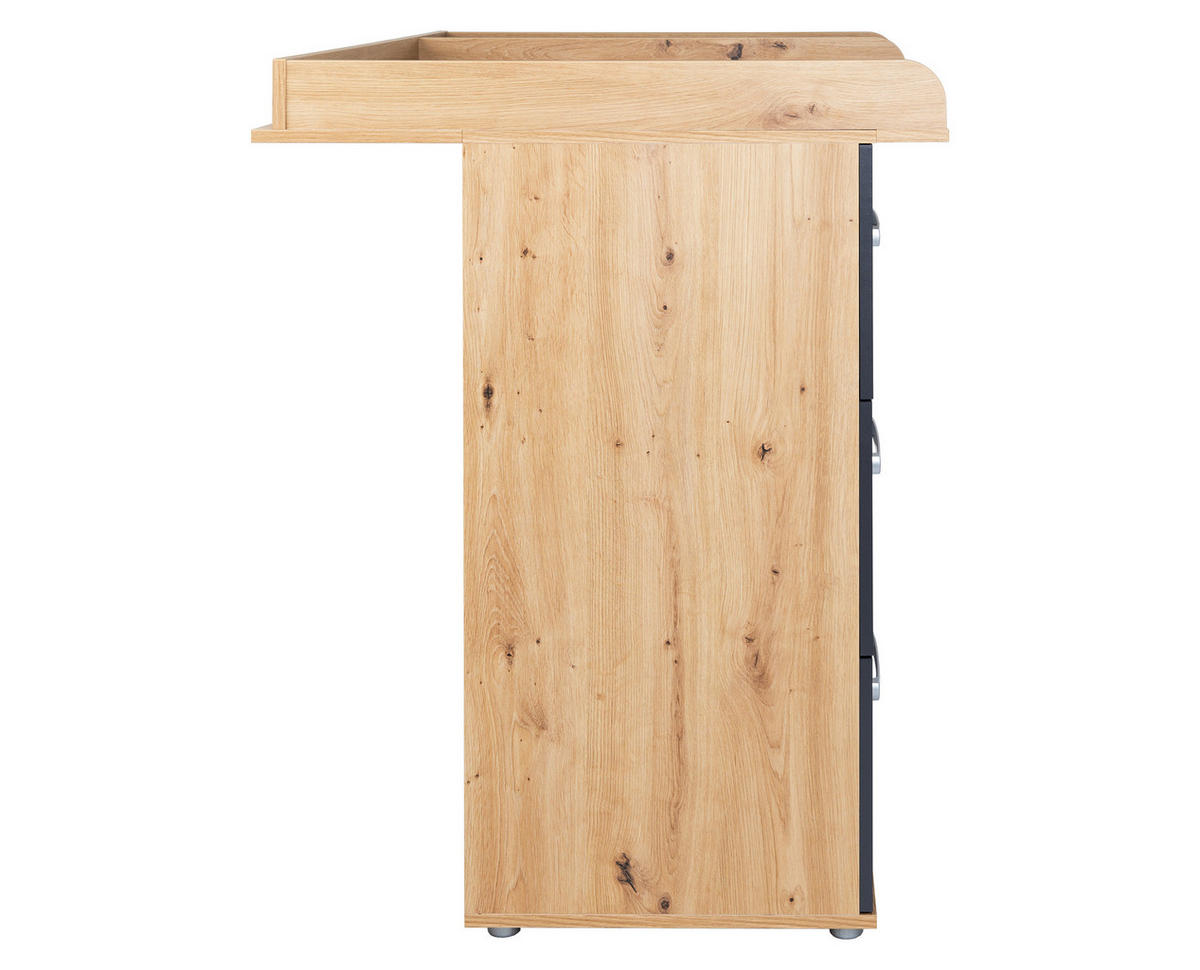 WICKELKOMMODE Alessio 115/100/75 cm Anthrazit Artisan Oak - Anthrazit/Silberfarben, Holzwerkstoff/Kunststoff (115/100/75cm) - arthur berndt