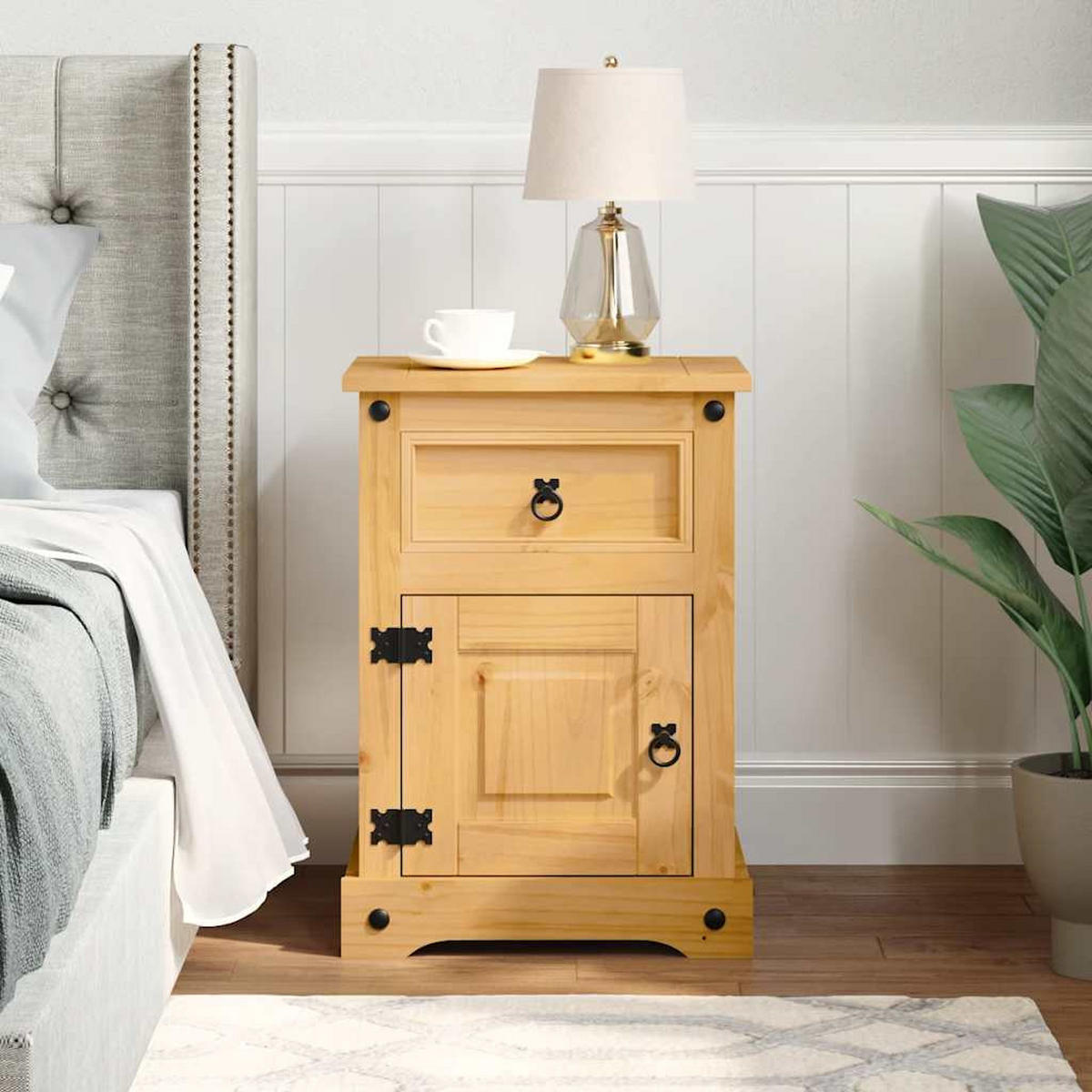 NACHTTISCH im Mexiko-Stil Kiefer Massiv 53x39x66 cm - Braun, Holz (39/66/53cm) - furnicato