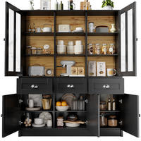 VISOKA vitrina, 140/38,5/175 cm, MDF i akril, crna - crna, drvni materijal (140/175/38.5cm) - BEAOK