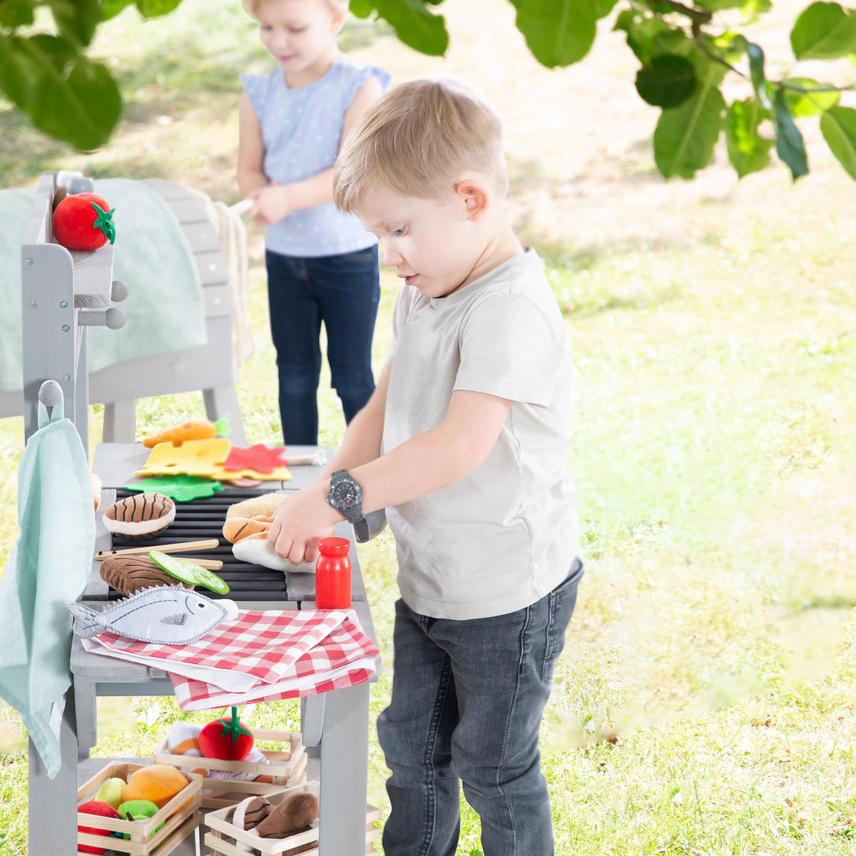 MATSCHKÜCHE 'BBQ' Matschküche 'BBQ' grau - Grau, Holz (82/35cm) - Roba