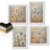 WANDBILDER 4er-Set - 50x50 cm & 40x60 cm Weißer Rahmen - Pastellfarbene Löwenzahnblüten - Weiß, Kunststoff (50/50cm) - ArtPrintCave