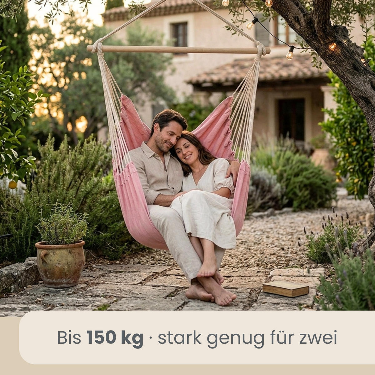 XXL HÄNGESESSEL 185/130 cm Belastbar bis 150 kg Rosa - Rosa, Textil (130/155/185cm) - Amanka