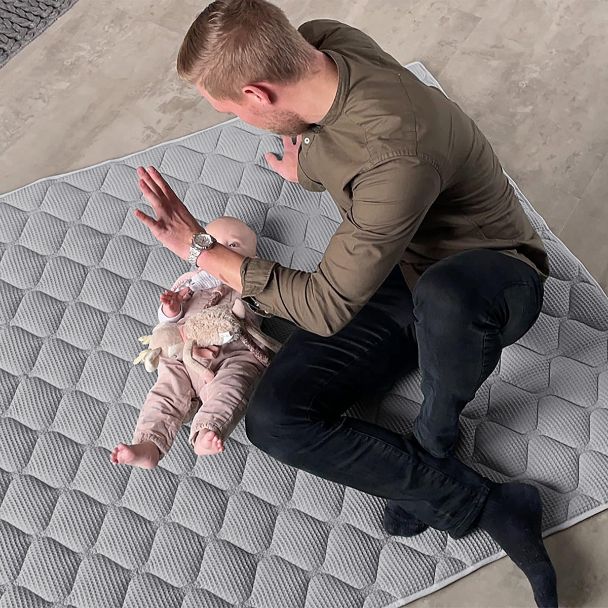 KRABBELDECKE 120x120cm Hellgrau - Hellgrau, Textil (120/120cm) - Sanosoft