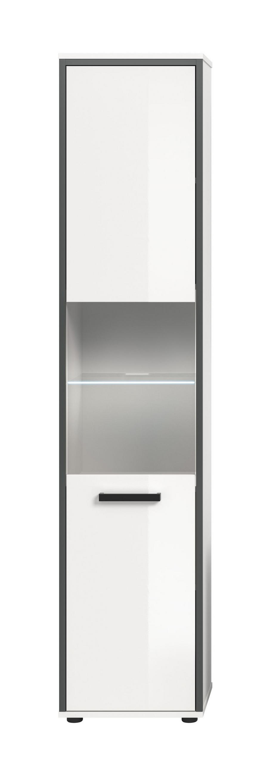 BADSCHRANK KOJAK (B/H/T: ca. 40/188/34 cm) in weiß/weiß hochglanz - Weiß, Holzwerkstoff (40/188/34cm)