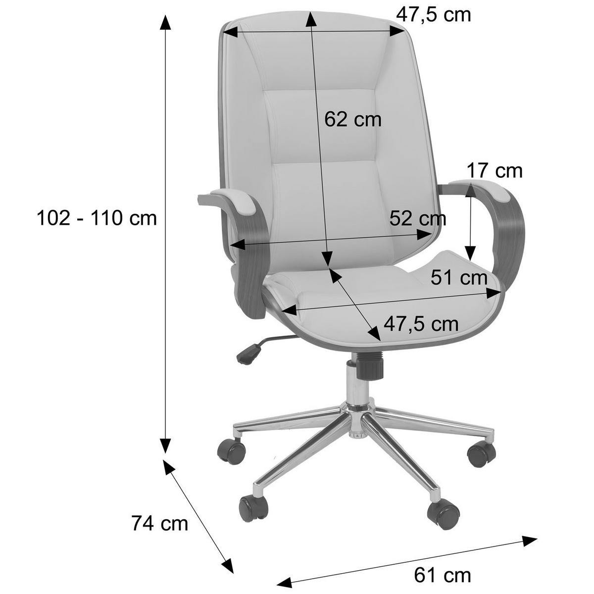 PISARNIŠKI STOL Krema bela - bela, tekstil (61/110/74cm) - MCW