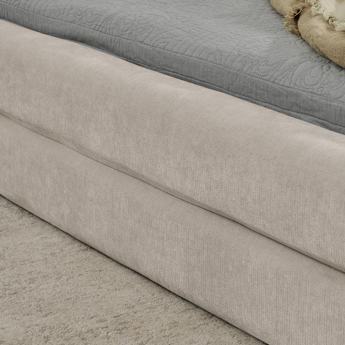 POLSTERBETT 140/200 cm DE-03776, mit Chenillestoff und Rückenlehne, in Beige - Beige, Holz (140/200cm) - ComfortXL