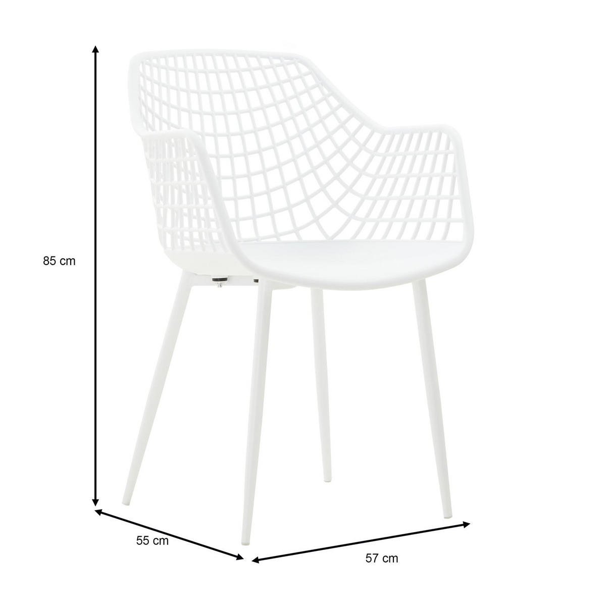 GARTENSTUHL LUCIA 4ER-SET - Weiß, Textil (58/85/55cm) - IDIMEX