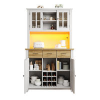 KÜCHENBUFFET 106/40/179,5 cm weiß aus MDF mit LED-Beleuchtung - Weiß, Holzwerkstoff (106/179.5/40cm) - OKWISH