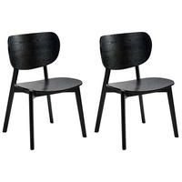 ESSZIMMERSTUHL 2er-Set Holz Schwarze Esche Overly - Schwarz, Holz (49/80/47cm) - Beliani