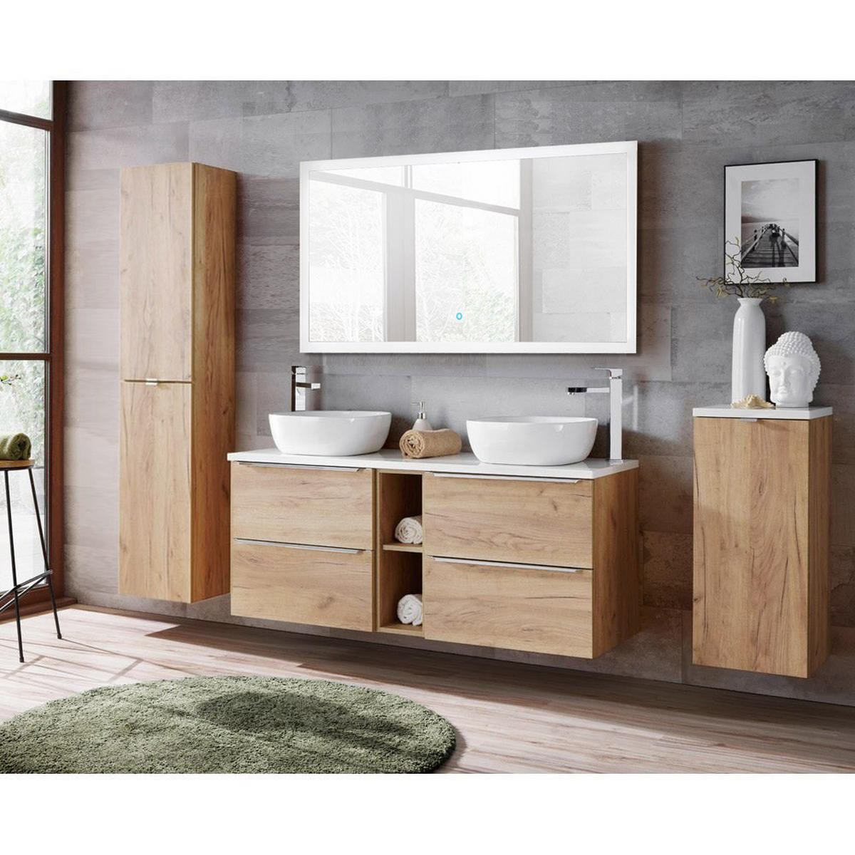 BADMÖBEL-SET 4-TLG. Toskana-56 - Braun, Holzwerkstoff (250/190/46cm) - Lomado