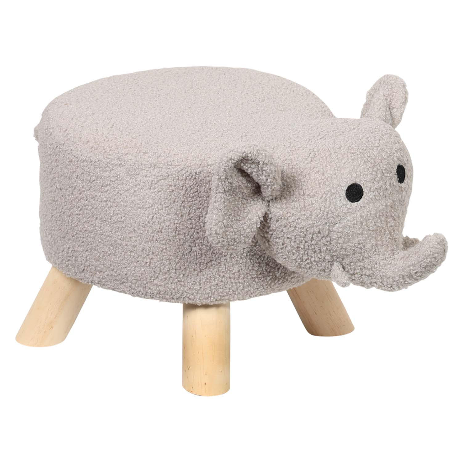 KINDERHOCKER, 2 Stück - Elefantendesign, hellgrau - Hellbraun/Hellgrau, Holz/Textil (25/25/47cm) - Kesper