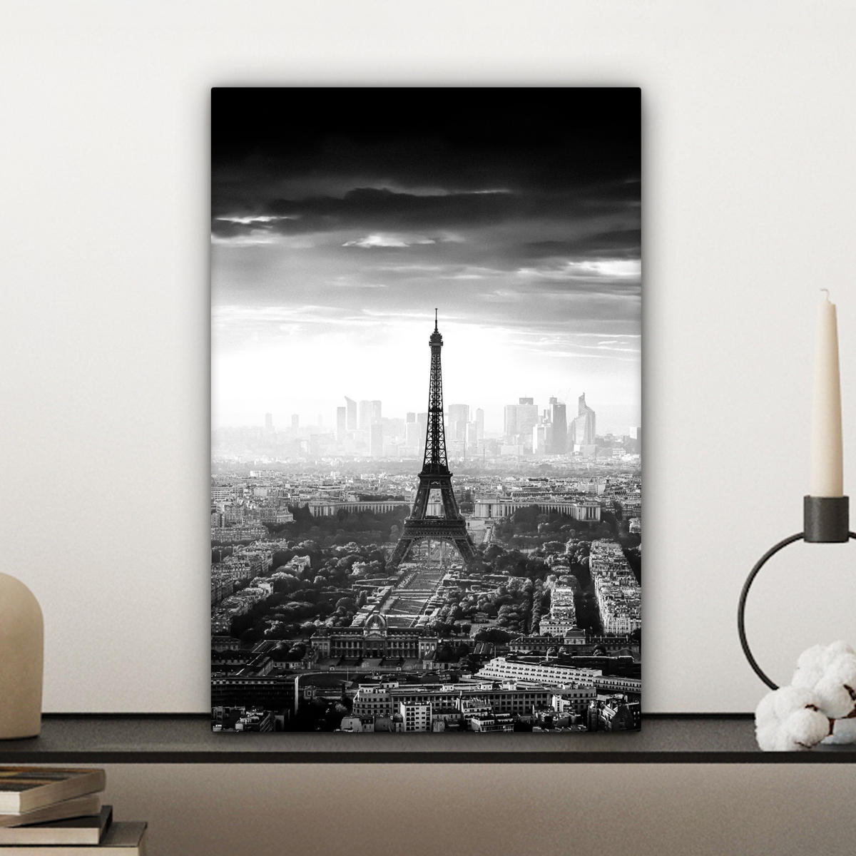 LEINWANDBILD Paris - Skyline - Eiffelturm - Stadt - Wolken 20x30 cm - Dunkelgrau, Textil (20/30cm) - MuchoWow