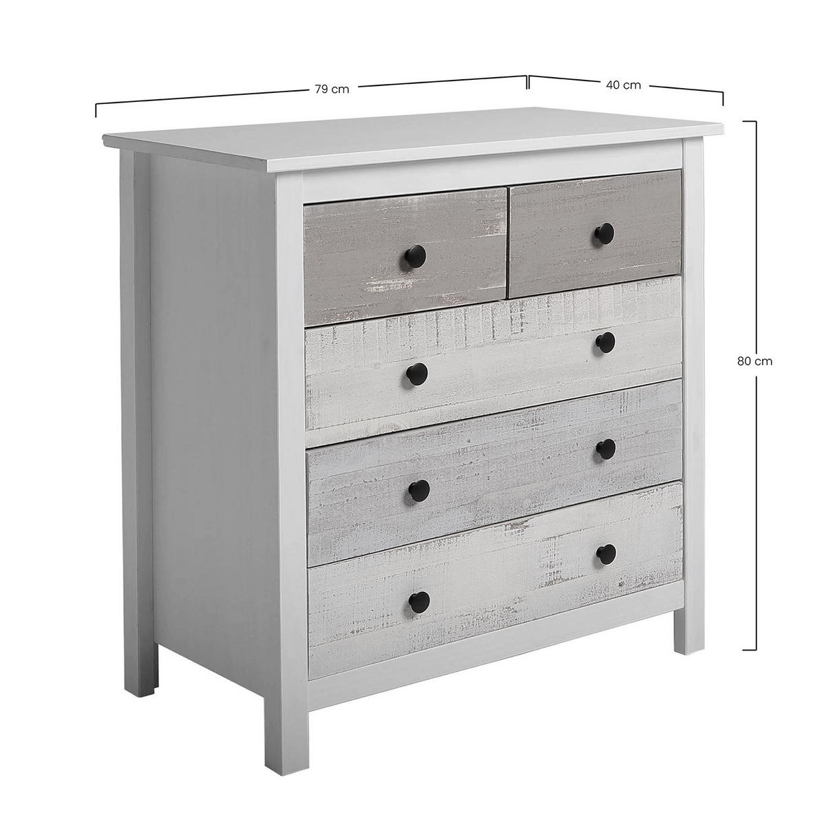 KOMMODE 79/80/40 Magda - Weiß, Holz (79/80/40cm)