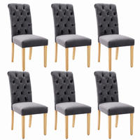 ESSZIMMERSTUHL 6er-Set Samt Grey mit Eichenbeinen - Grau, Holz (43/100/63.2cm) - Meubliv