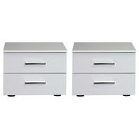 NACHTKONSOLEN 2ER SET weiß Hochglanz je 46 / 40 / 33cm - Weiß Hochglanz/Weiß, Holz/Holzwerkstoff (46/33/40cm) - Feldmann-Wohnen