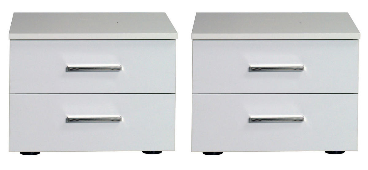 NACHTKONSOLEN 2ER SET weiß Hochglanz je 46 / 40 / 33cm - Weiß Hochglanz/Weiß, Holz/Holzwerkstoff (46/33/40cm) - Feldmann-Wohnen