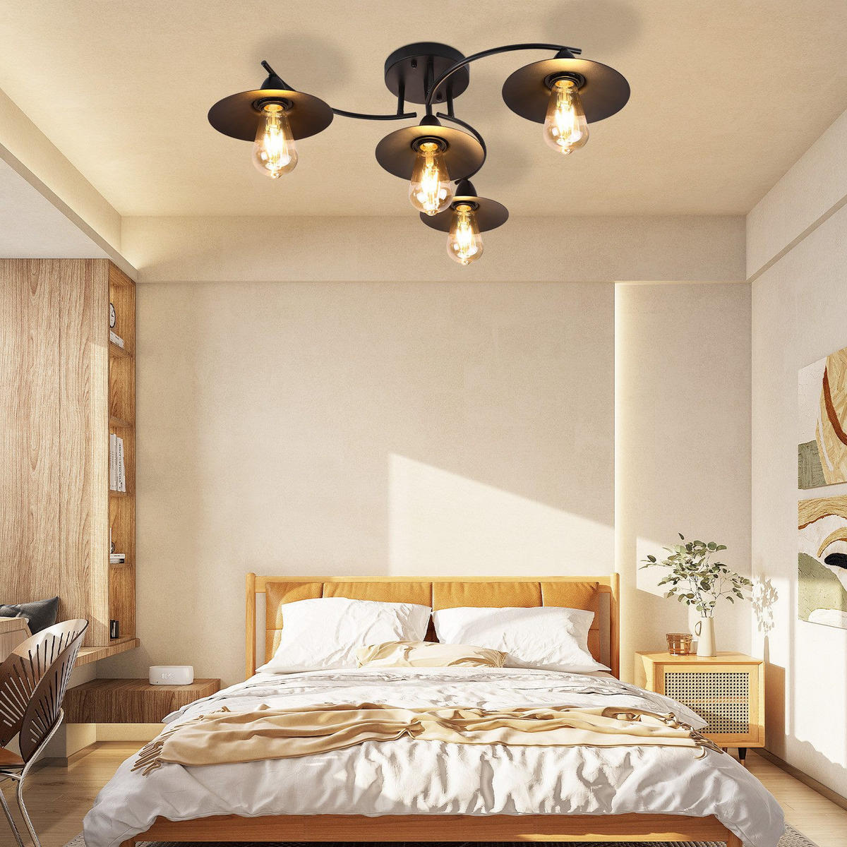 LED-DECKENLEUCHTE Quirin 61/57/19 cm - Schwarz, Metall (61/57/19cm) - Nettlife