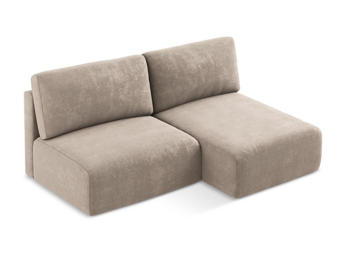 ECKSOFA mit Schlaffunktion rechts Chenille Stoff Beige - Beige/Schwarz, Kunststoff/Textil (210/149cm) - Makamii