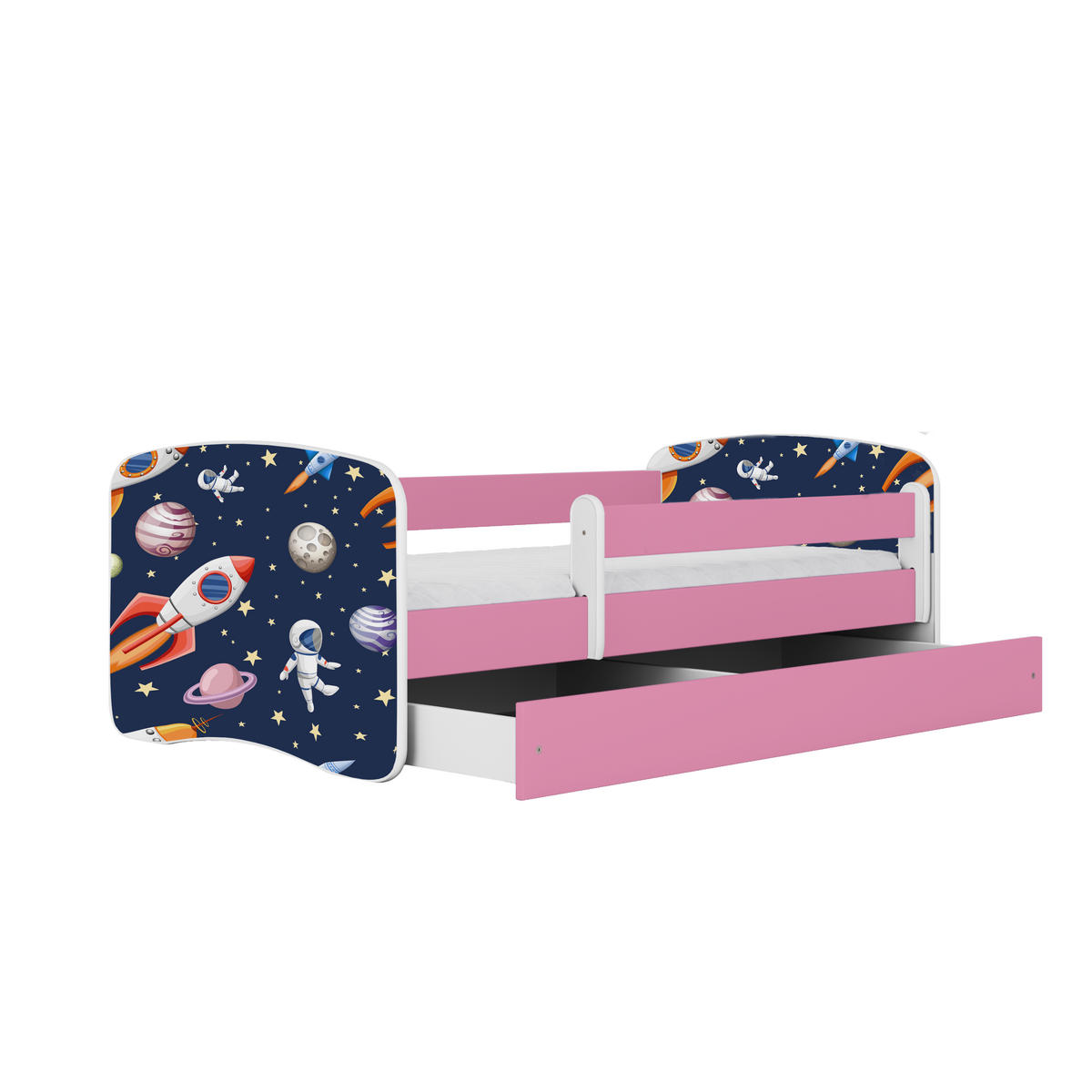 KINDERBETT Kosmos mit Schublade und Matratze 140/70 - Rosa, Holzwerkstoff (70/140cm) - RAUMHIRSCH FURNITURE
