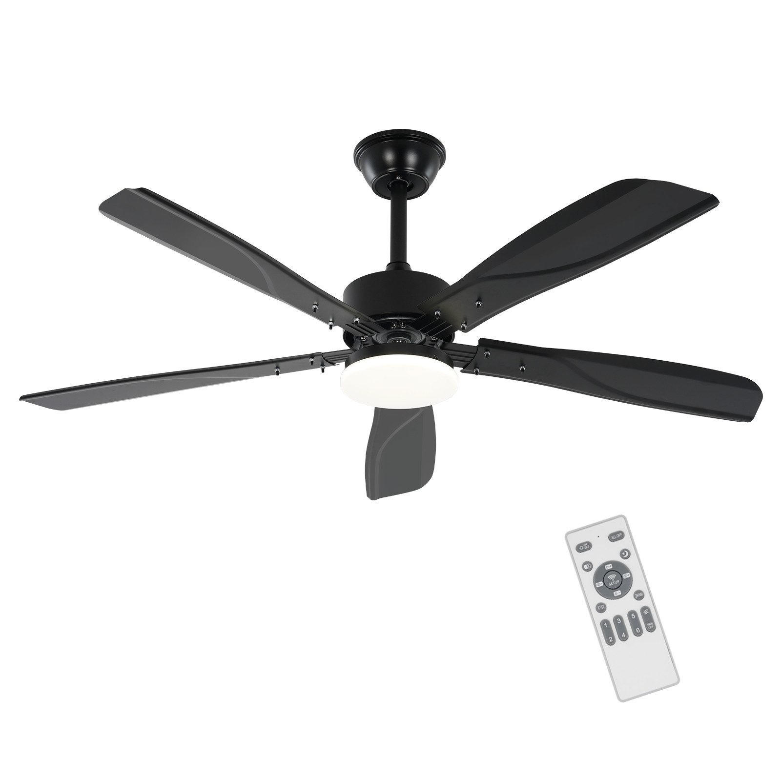 DECKENVENTILATOR BRILON Ⅲ 125/6/42 cm - Schwarz, Kunststoff (125/125/42cm) - Nettlife