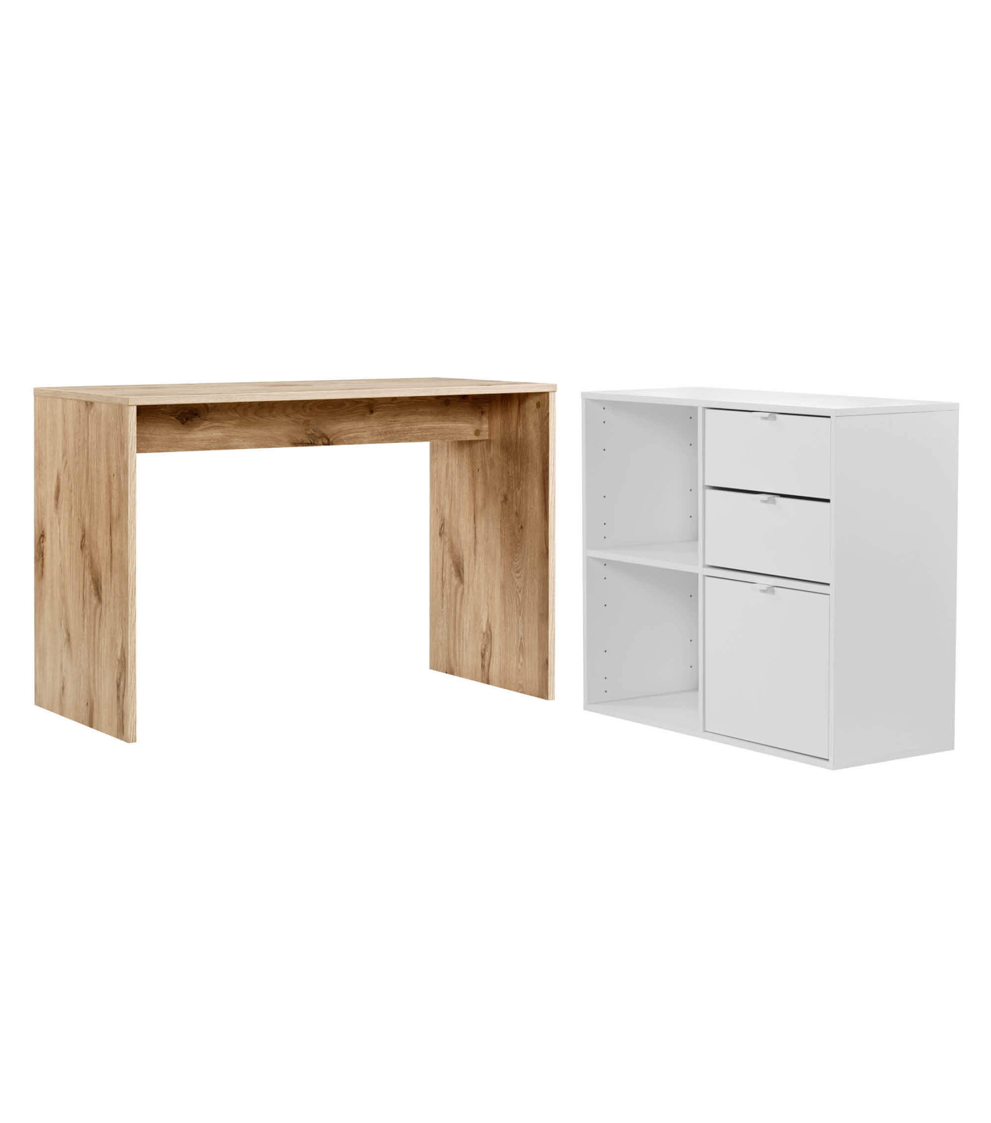SCHREIBTISCH Der Produktive - Eichefarben/Weiß, Holzwerkstoff (54/112/77cm) - Mokebo