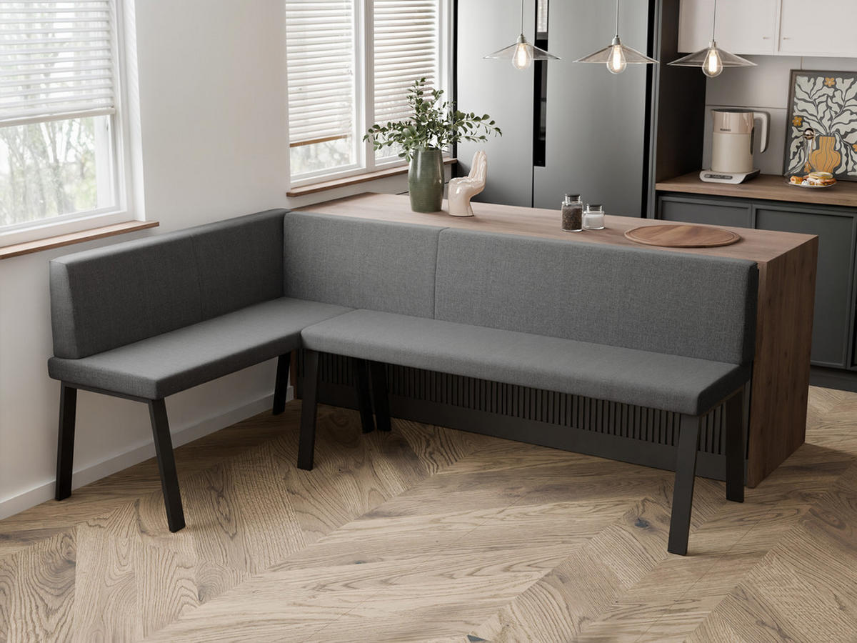 ECKBANK links MONO Y Webstoff glatt, 142/196 cm Dunkelgrau - Dunkelgrau, Textil/Metall (142/196cm) - Idohome