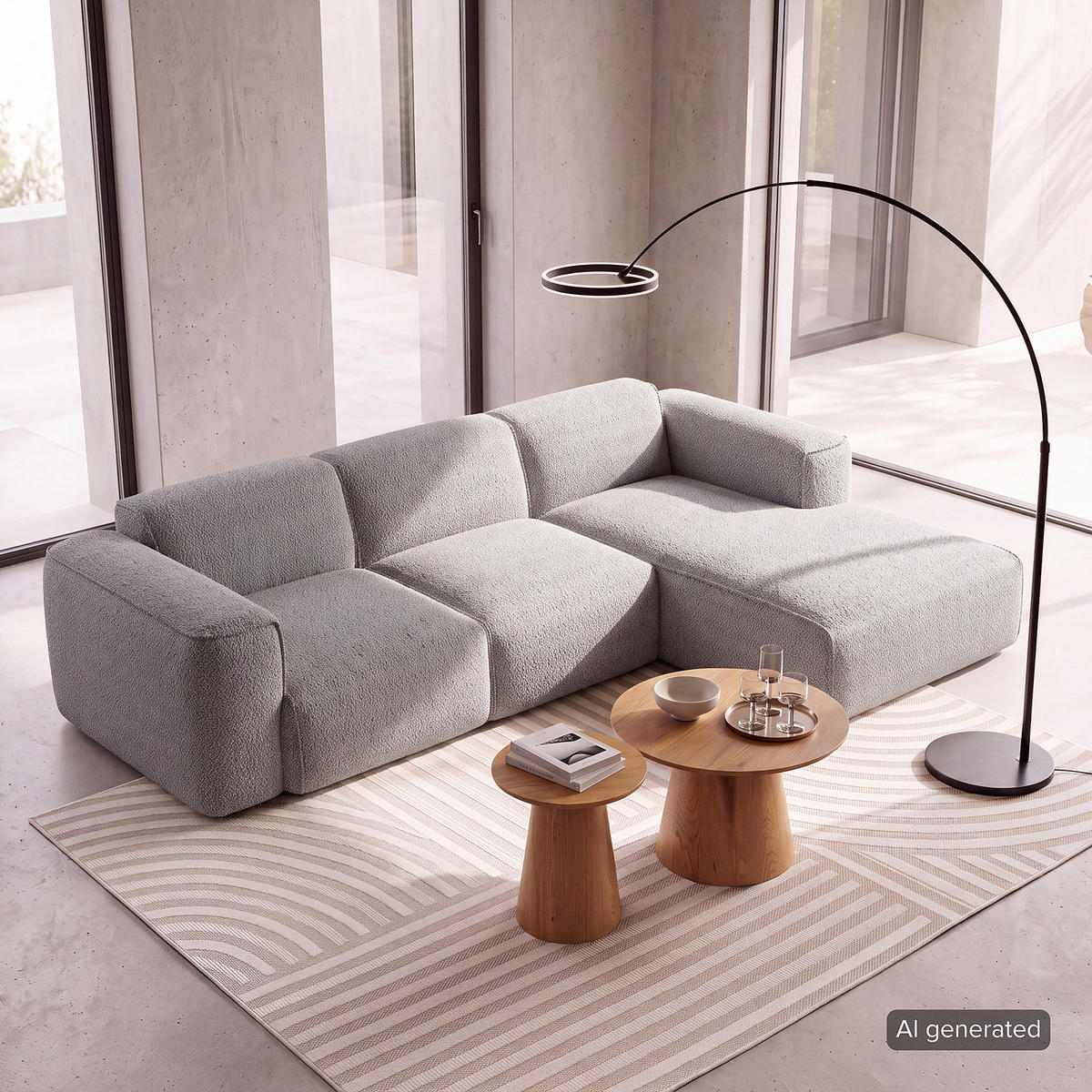 3-SITZER ECKSOFA mit Longchair - Schwarz/Grau, Kunststoff/Textil (251/173cm) - home24