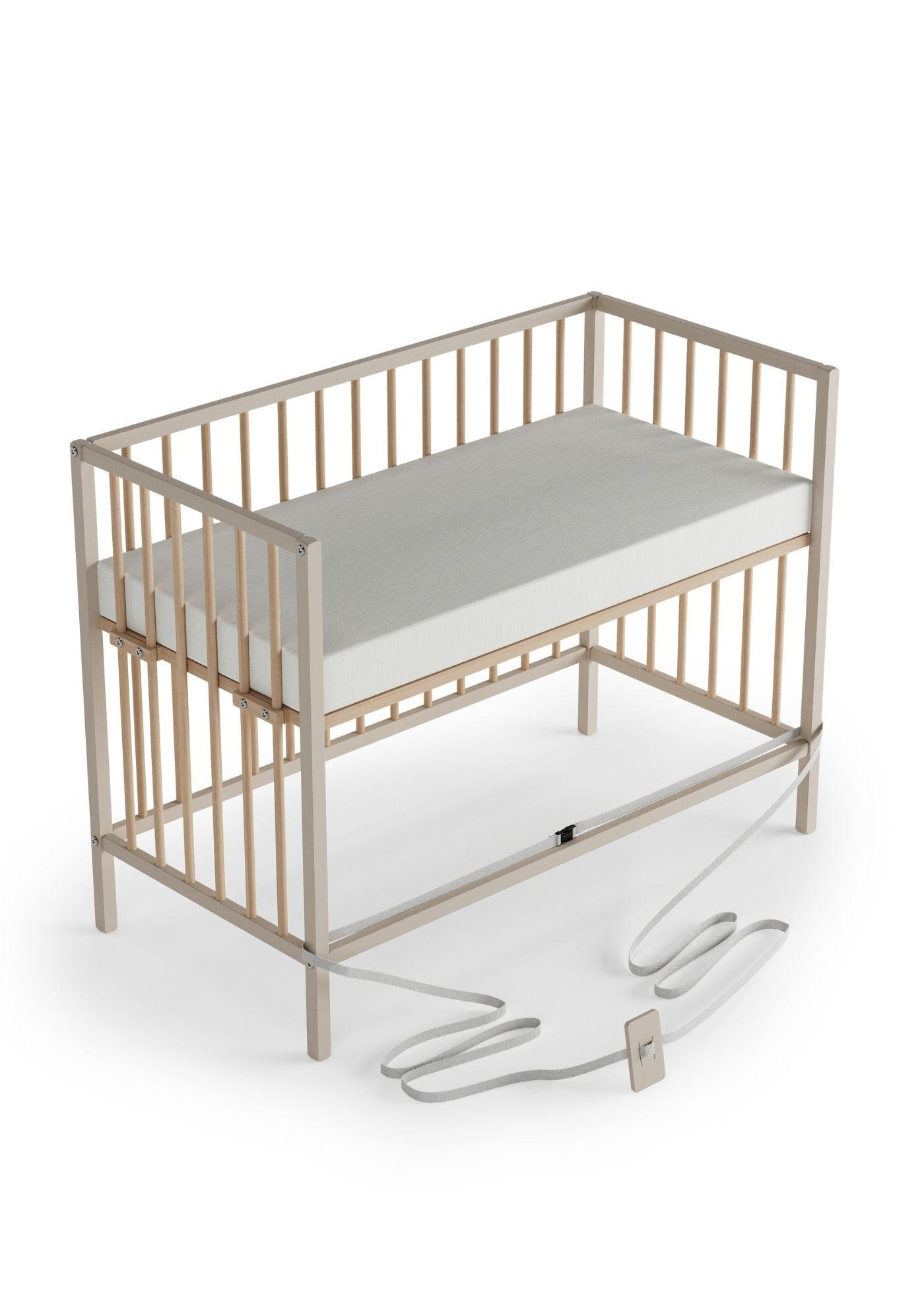 BEISTELLBETT mit Matratze & Umbauseite - sahara dust/natur - Dreamy 4 in 1 Bett - Sandfarben/Naturfarben, Holz (120/90/60cm) - Sämann – make a difference.