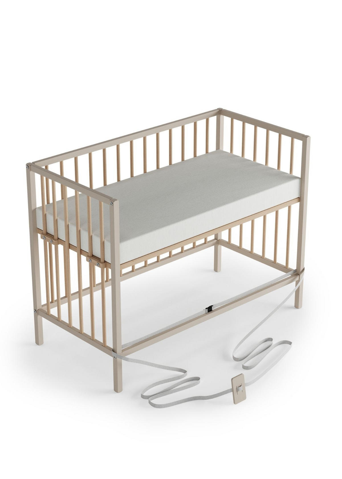 BEISTELLBETT mit Matratze Cloud Air & Umbauseite - sahara dust/natur - Dreamy 4 in 1 Bett - Sandfarben/Naturfarben, Holz (120/90/60cm) - Sämann – make a difference.