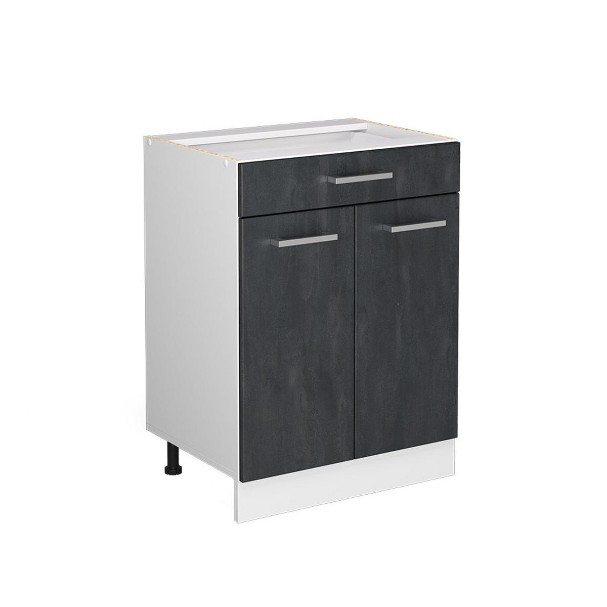 KÜCHENUNTERSCHRANK R-Line Schwarz Beton 60 cm ohne Arbeitsplatte - Schwarz/Weiß, Holzwerkstoff (60/81.6/46cm) - Vicco