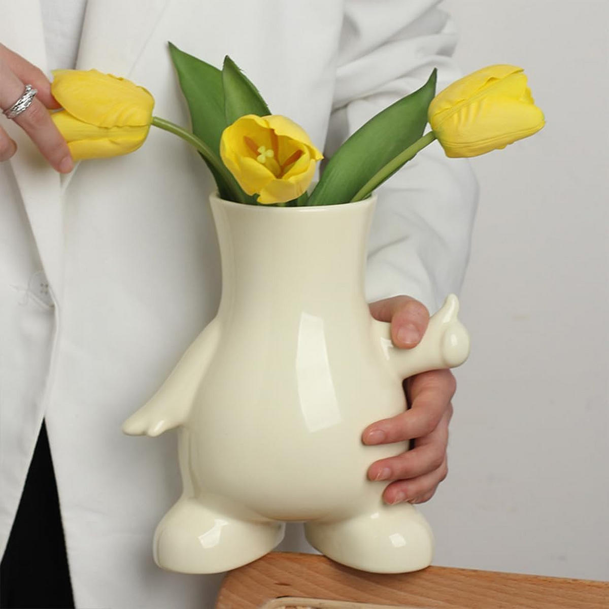 VASE 18 x 11,5 x 20 cm Keramik - Beige, Keramik (11.5cm) - LIBRATON